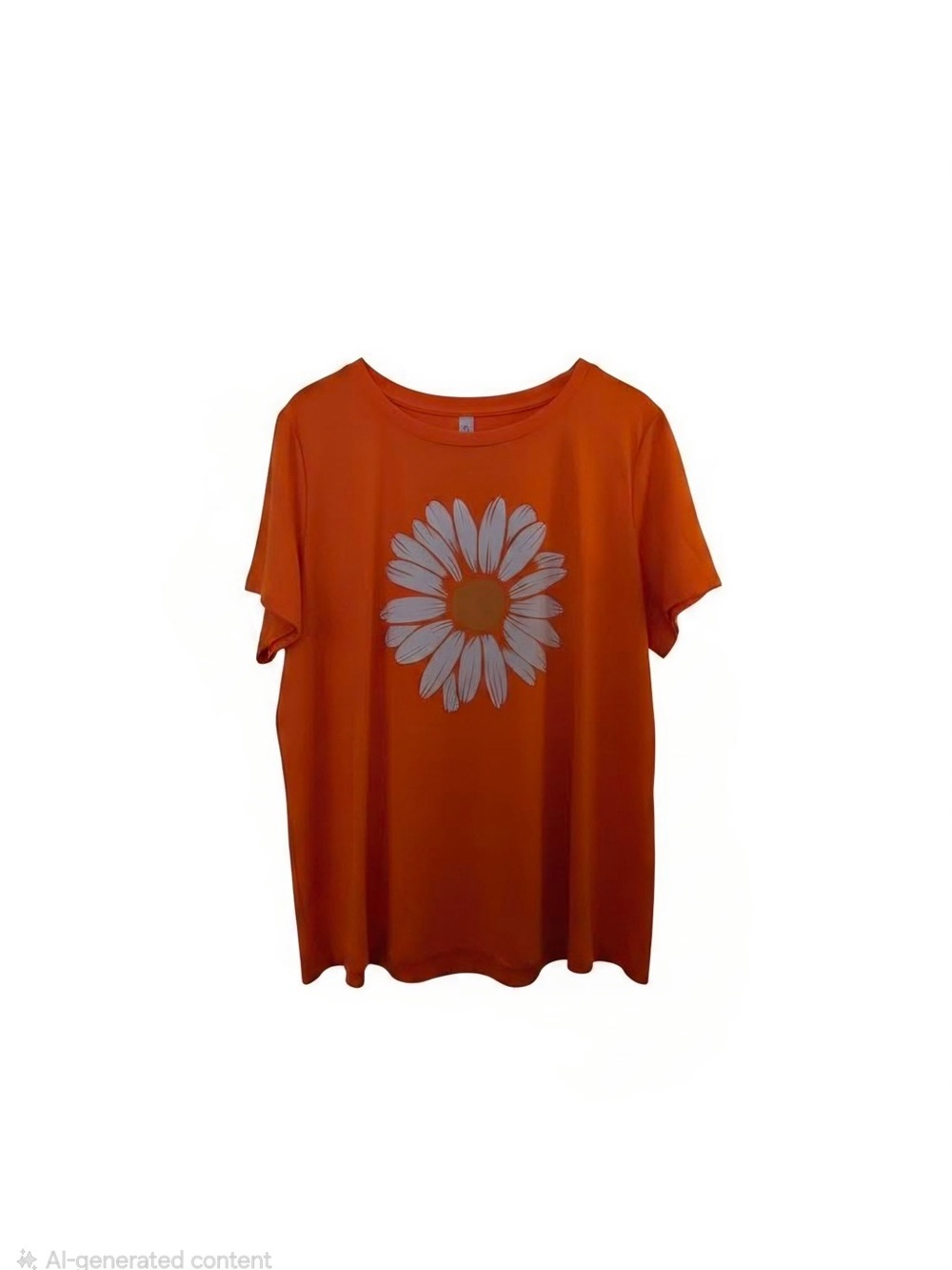 SHEIN Orange Short Sleeve Tee with White Daisy Graphic